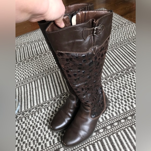 Sz 7🌹Leather Shearling Tall Boots Marelbo - Picture 2 of 16